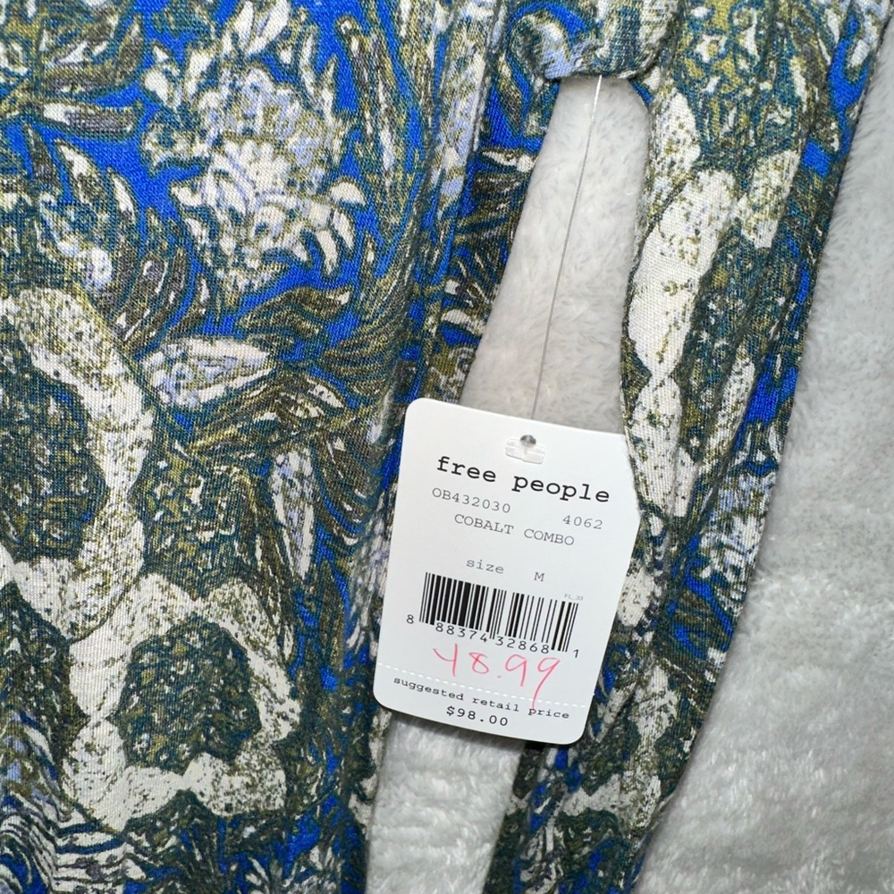 Free People Blue and Green Patterned Long Sleeve Dress - Picture 11 of 11